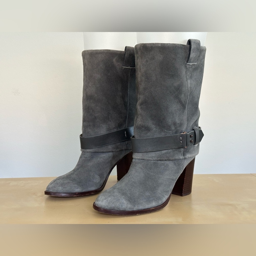 SPLENDID Gray Suede Leather Slouch Boots Women's Size 9 M